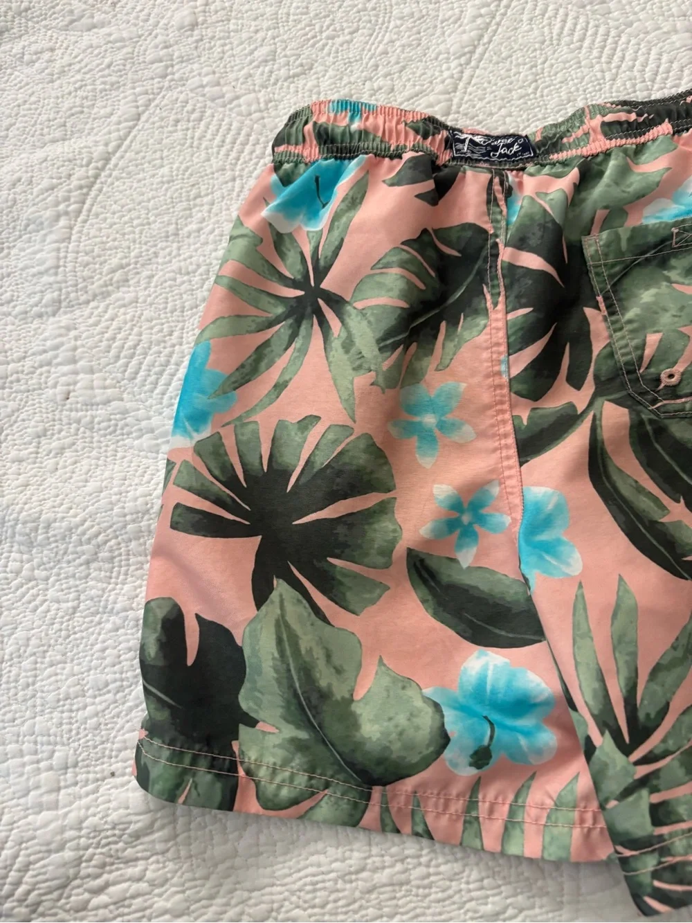 Janie and Jack Palm swim trunks size 12. Green, blue and peach. Great shape!